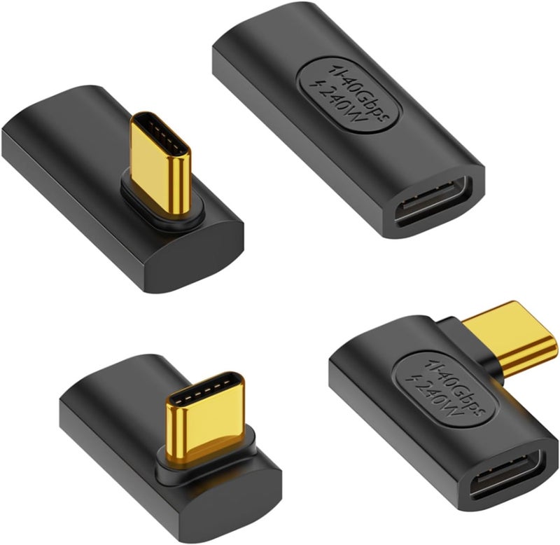 Duttek 90 Degree USB C Adapter, USB C Female to Female Adapter 240W PD, 40Gbps,8K@60Hz Support Thunderbolt 4 Cable for Steam Deck, Laptop, MacBook, iPhone 4 Pack - Image 1